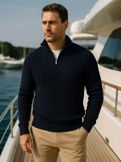 Herren Strickpullover – Essentieller Half Zip Freizeit Strick