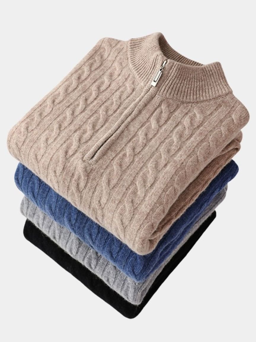 Herren Strickpullover – Essentieller Half Zip Freizeit Strick