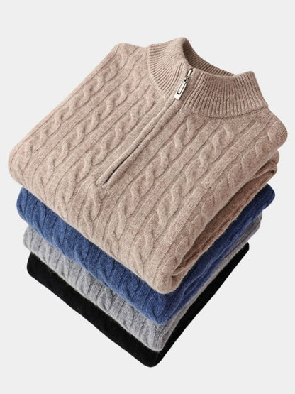 Herren Strickpullover – Essentieller Half Zip Freizeit Strick