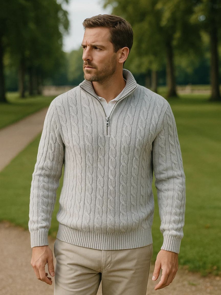 Herren Strickpullover – Essentieller Half Zip Freizeit Strick