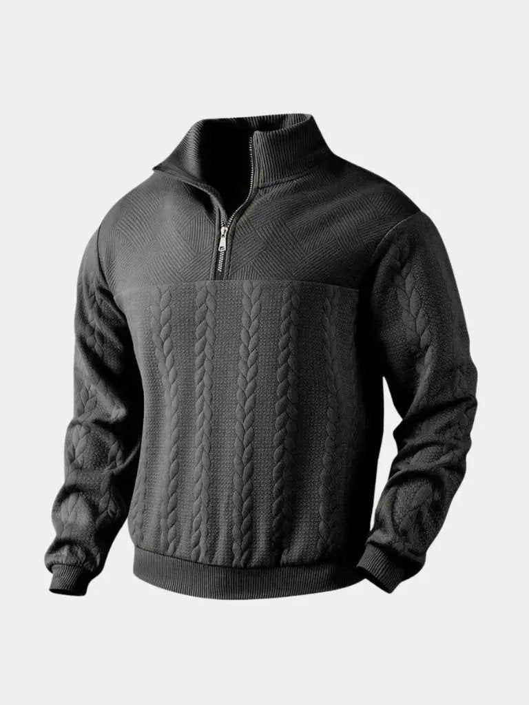 Men’s Knit Sweater – Essential Henley Quarter Casual Everyday Knitwear